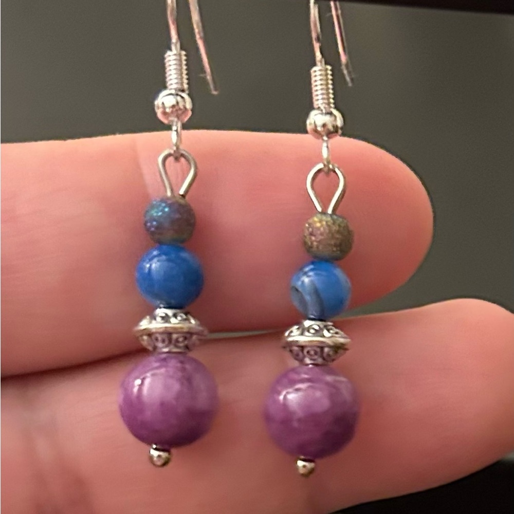 Artisan Handmade with love, dangling gorgeous beaded earrings.  One of a kind.